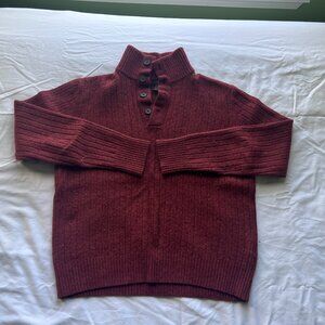Mens UGC Banana Republic Rust Orange Ribbed button collar sweater Wool blend M